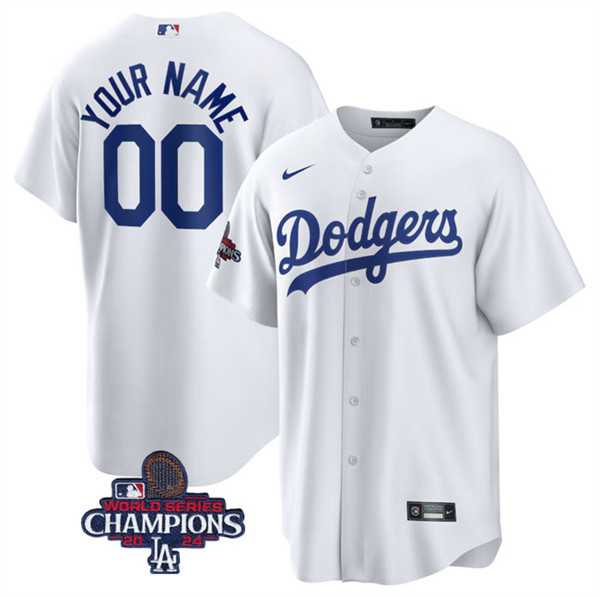 Men%27s Los Angeles Dodgers ACTIVE PLAYER Custom White 2024 World Series Champions Cool Base Stitched Baseball Jersey->customized mlb jersey->Custom Jersey